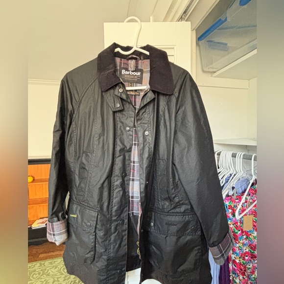 Barbour women’s Black Waxed Jacket size 12 - Picture 1 of 4